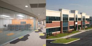 Interior and exterior shot of corporate and commercial projects completed by Mowery