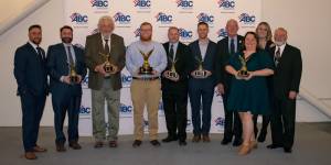 Mowery Team at ABC Keystone EIC Awards with trophies